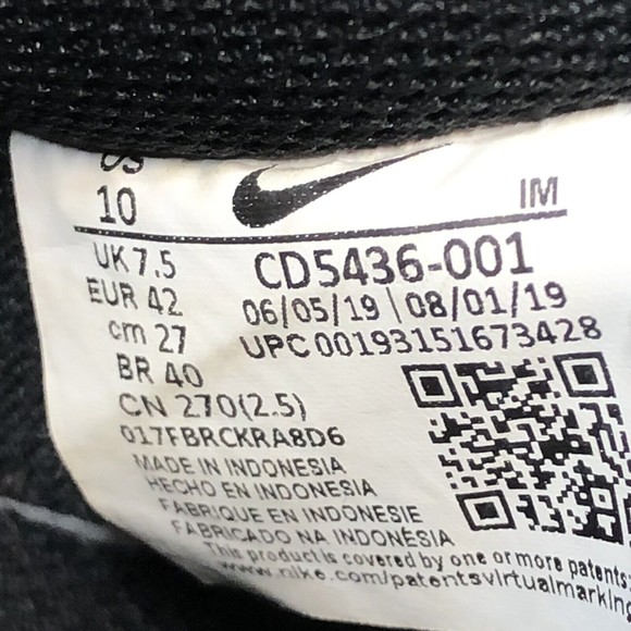 Nike Women's Court Vision Mid CD5436-001 Black Running Shoes Sneakers Size 10 - Picture 6 of 6